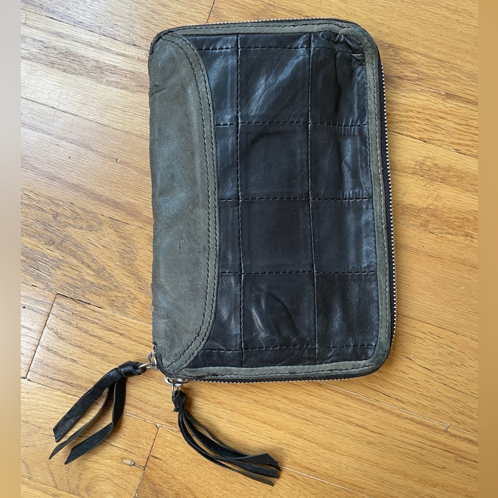 Patched leather wallet